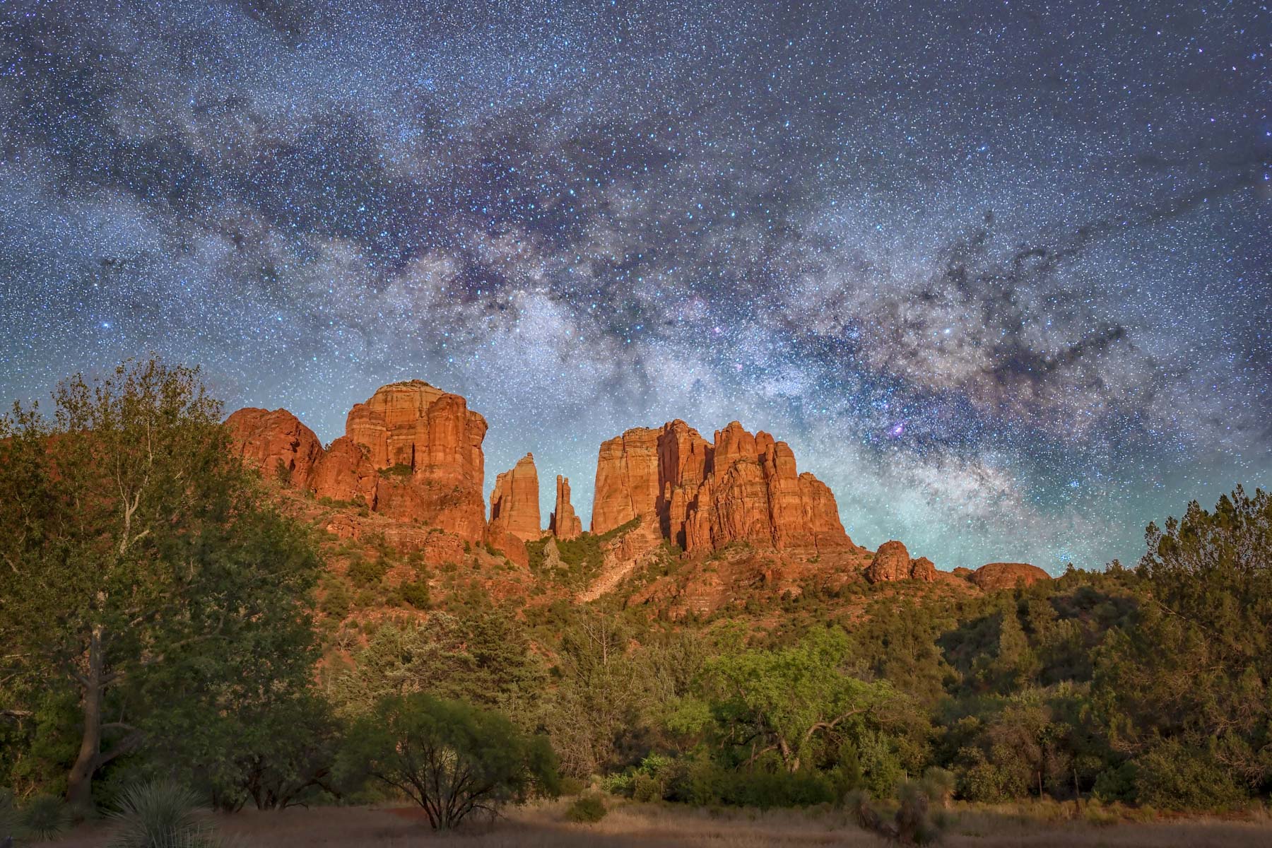 The Milky Way over Cathedral Rock in Sedona as seen form the Templeton Trail