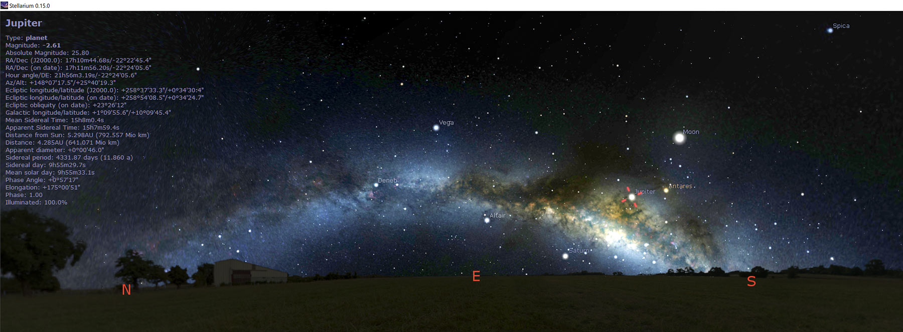 Screen Capture of the Sedona night sky from Stellarium