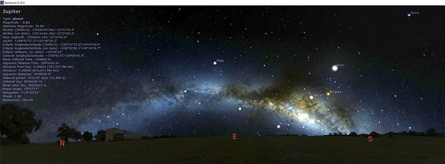 Screen capture from Stellarium