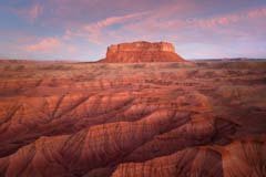 The badlands seen in front of Round Rock, Arizona at dawn