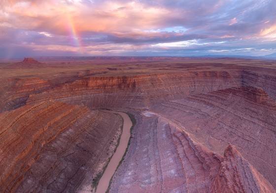 San Juan Overlook Rainbow 1 A rainbow over the San Juan River. Seen looking north from San Juan Overlook, Sugarloaf in the distance.