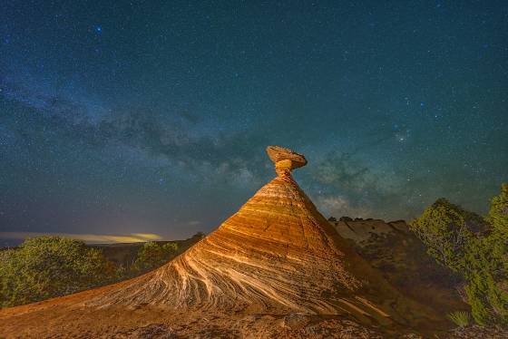 The Cowboy Hat a Night The Cowboy Hat rock formation and the Milky Way in Vermilion Cliffs NM, Arizona