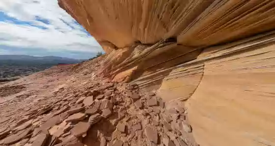 Yellow Stripe 2 Bold yellow striped sandstone on Steamboat Rock, Grand Staircase Escalante National Monument, Utah.