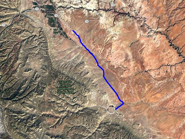 Google Map of the Twenty mile dinosaur trackway