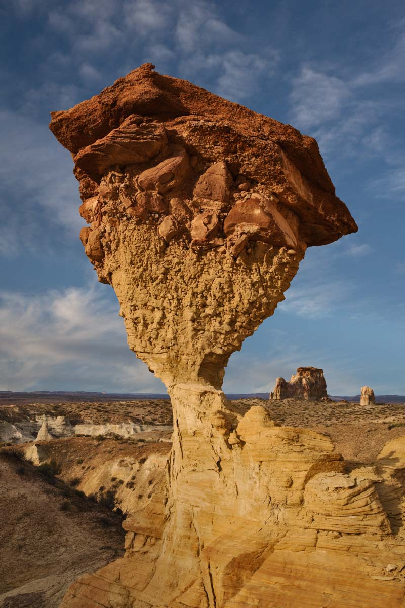 Hoodoo in the Upper White Rocks area of the Grand Staircase, Chimney Rock in the Background