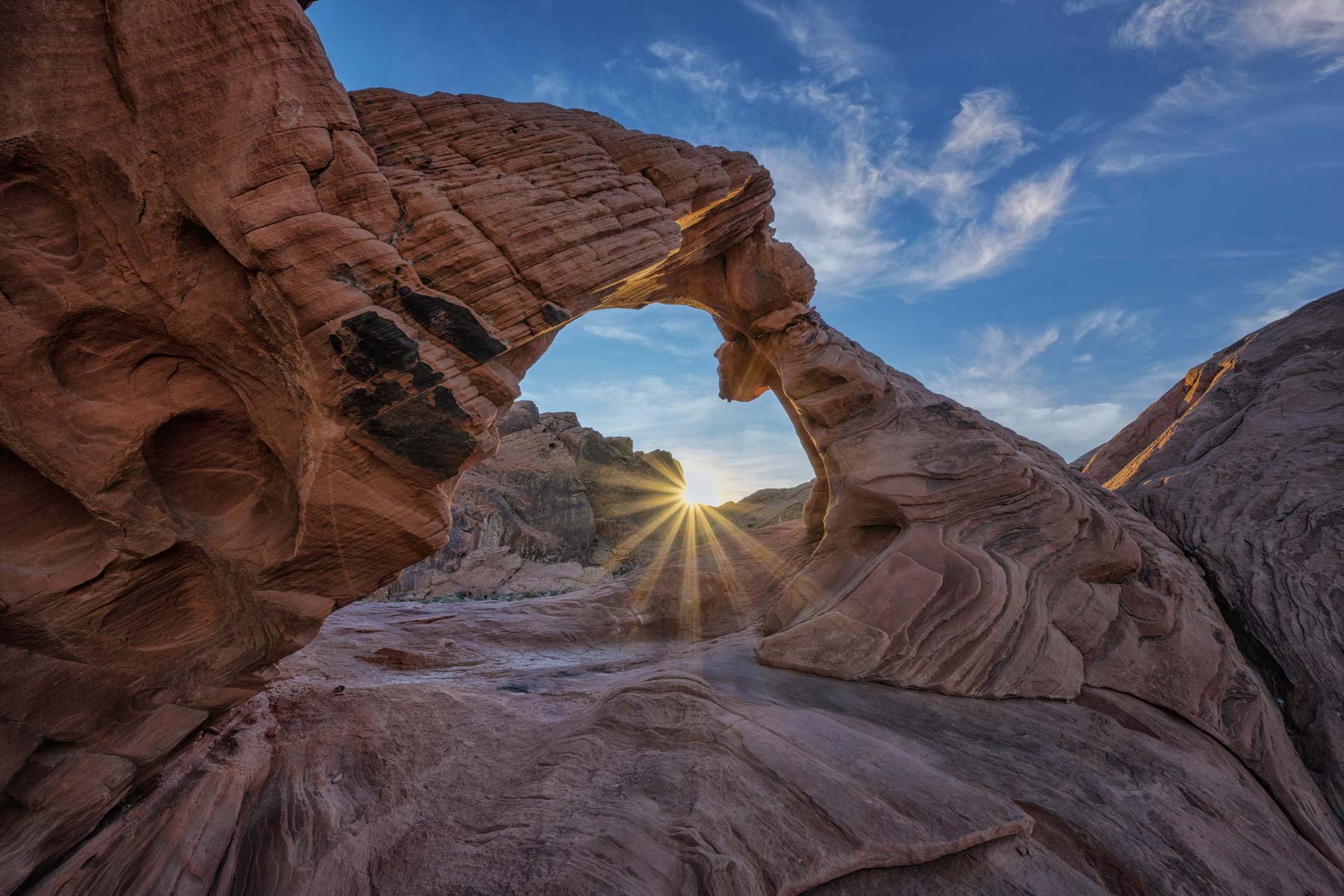 Arch Rock in Valley of Fire State Park, Nevada at sunrise