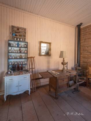 Medicine Cabinet Medicine cabinet seen in the doctor's office in Vulture City ghost town, Arizona